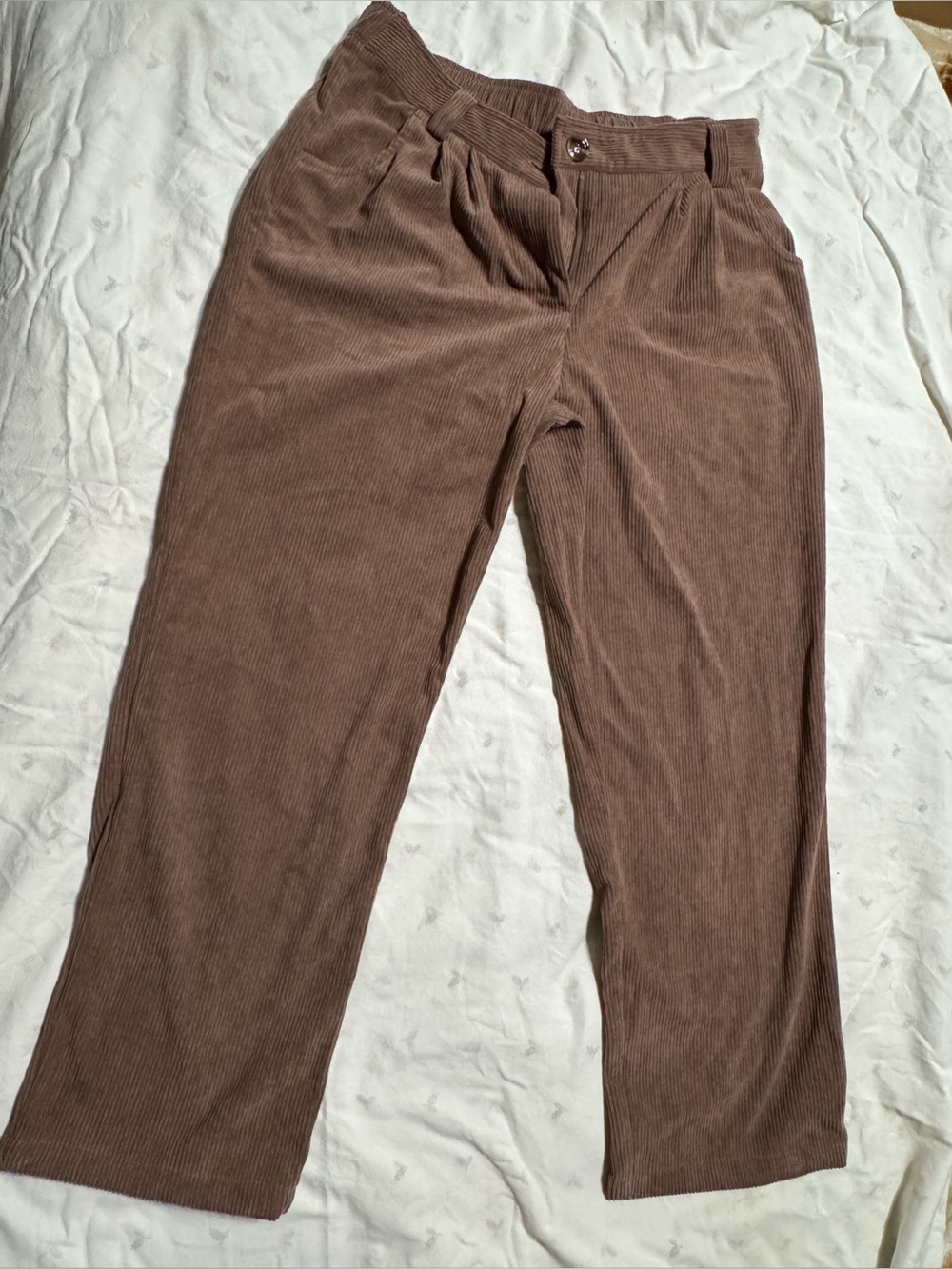 HALARA Brown Straight-Leg Corduroy Trousers
